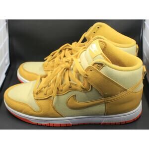 MNS Nike Dunk High Wheat Gold White Athletic Leather Shoes Sz 10.5